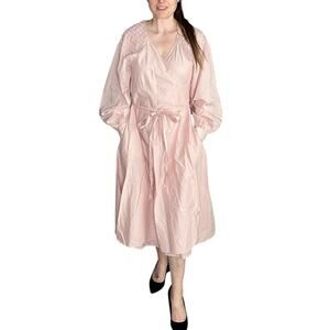 マーレット merlette miller dress Merlette Miller Textured Puff-Sleeve Dress In Tangerine SZ
